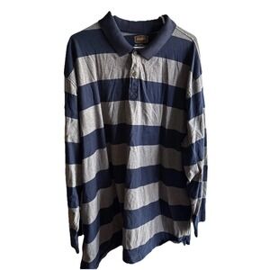 Foundry  Men's 3XLT Rugby Shirt Stripes Y2K Thick Cotton Navy Gray